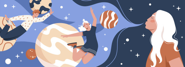 宇宙中的男人和女人图片下载