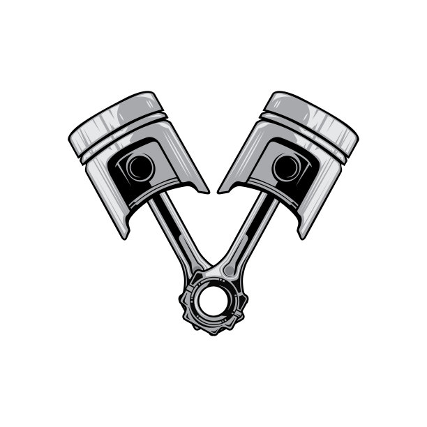 发动机活塞标志图标矢量车车辆，驱动工具，复古背景图片下载