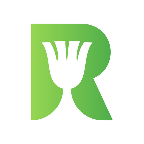 字母R房子清洁，女仆标志向量模板。扫帚标志概念与清洁刷图片下载