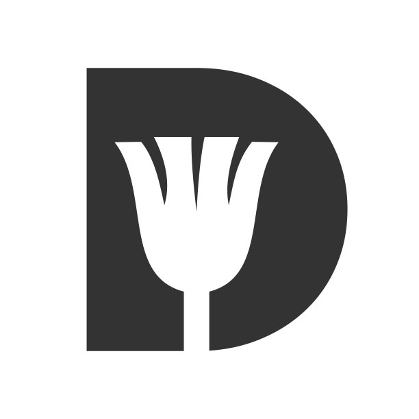 字母D房子清洁，女佣标志矢量模板。扫帚标志概念与清洁刷图片下载