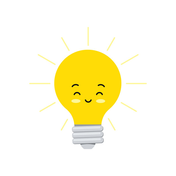 可爱的灯泡微笑的孩子有趣的卡通图片下载