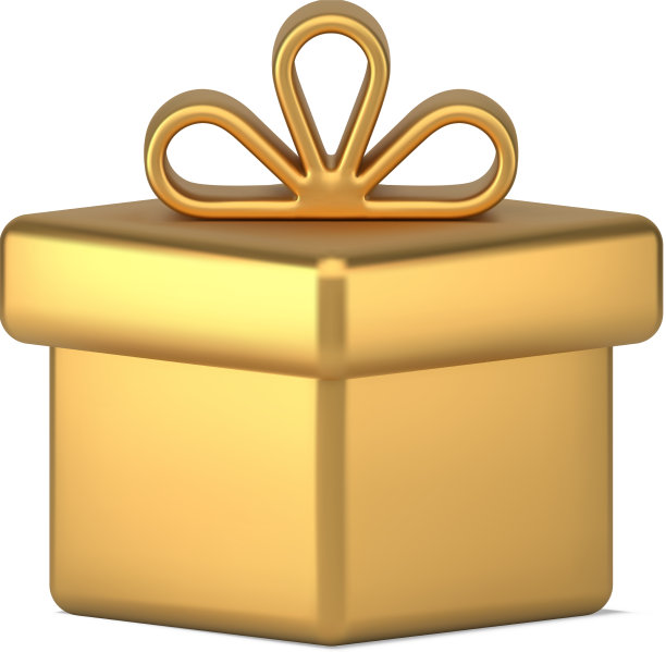 奢华的黄金礼盒蝴蝶结3d图标图片下载