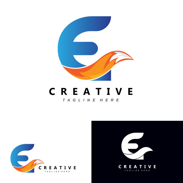 字母E标志矢量渐变颜色，图标概念图片下载