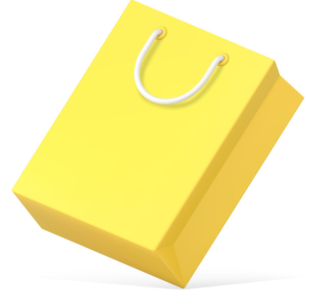 黄色购物袋包装3d图标图片下载