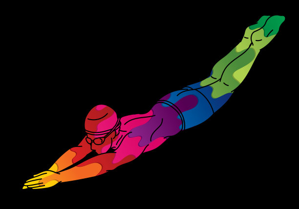 游泳运动男性游泳动作卡通图形图片下载