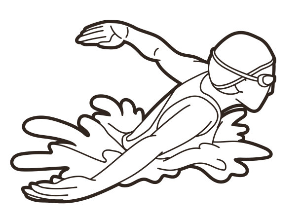 游泳运动女性游泳动作卡通图片下载