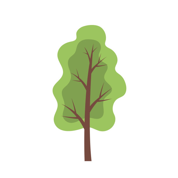 有绿色叶子的平坦的树图片下载