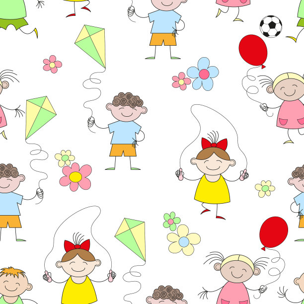 无缝模式与快乐玩耍的孩子图片下载