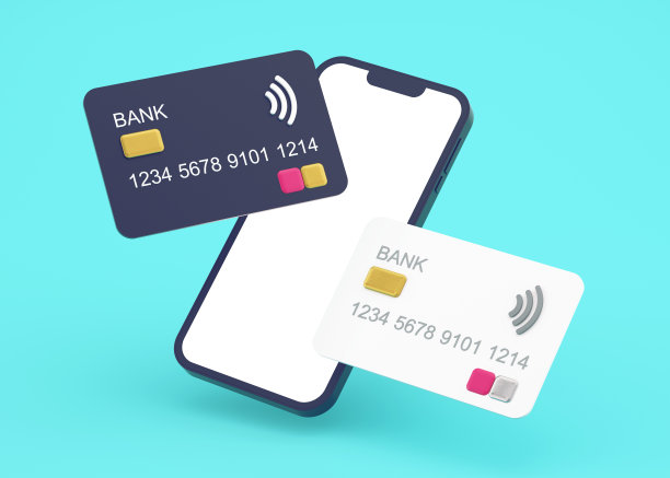 通过智能手机上的信用卡电子钱包无线支付。手机银行app和电子支付3d插图图片下载