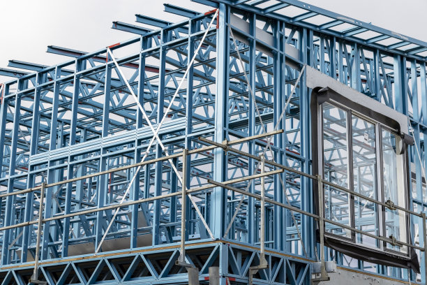 建筑钢架，特写，背景与副本空间图片下载