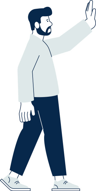 男子友好地举手致意图片下载