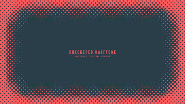 格子半色调图案圆框红蓝色图片下载