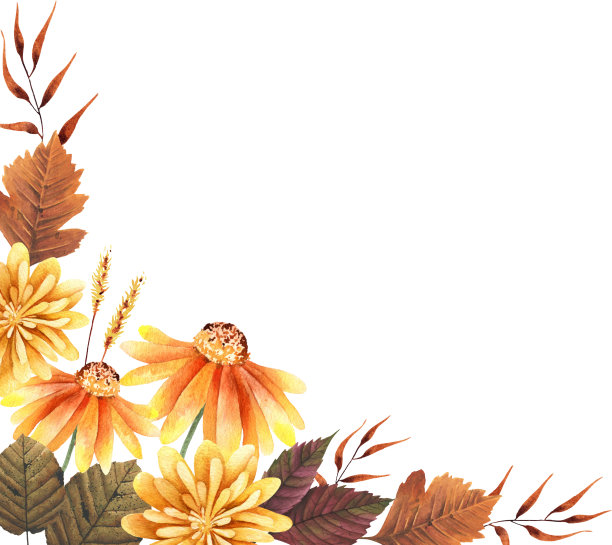 水彩落叶花角图片下载