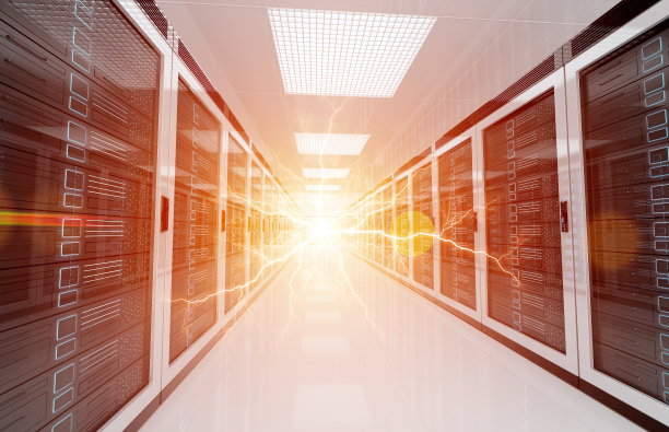 服务器电闪电数据中心机房存储系统3D渲染图片下载