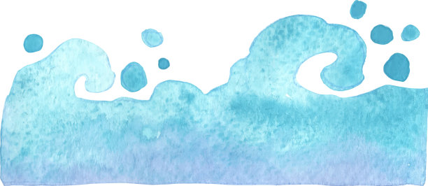 海波水波边水彩图片下载