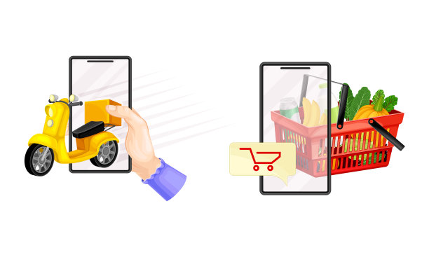 通过智能手机应用程序在线购物和送货图片下载