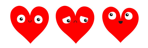 红心图标集线横幅可爱的脸头图片下载