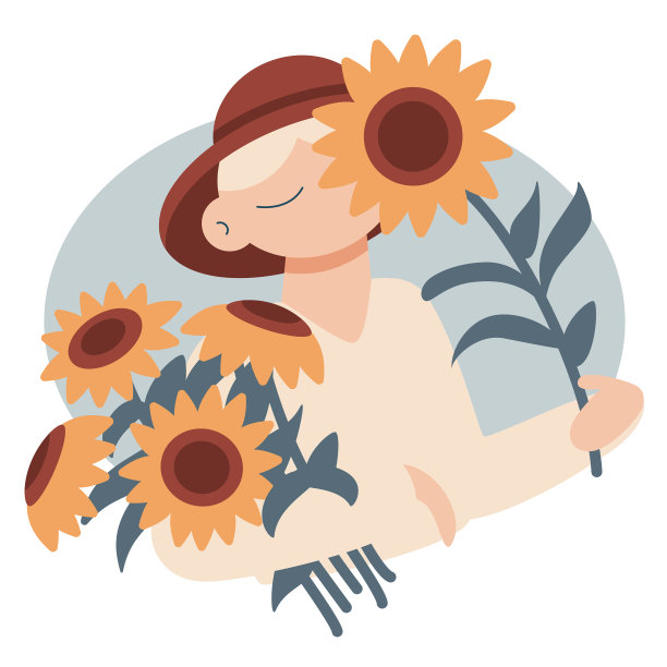 扁平卡通女孩的气味图片下载