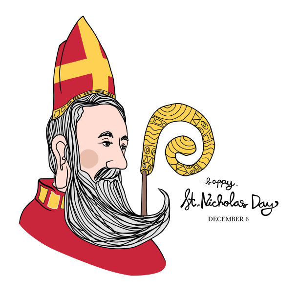 快乐圣尼古拉斯日线艺术图片下载