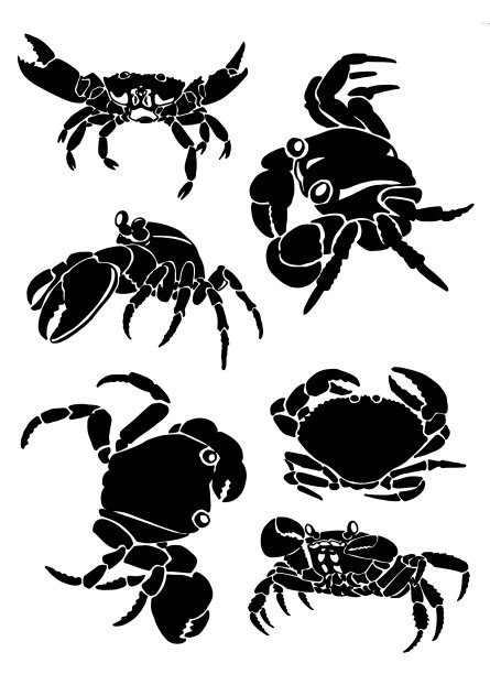 图形大套螃蟹孤立在白色图片下载