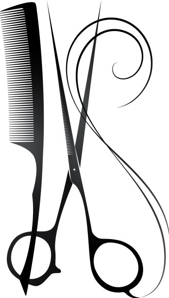 理发剪刀和梳子用卷发图片下载