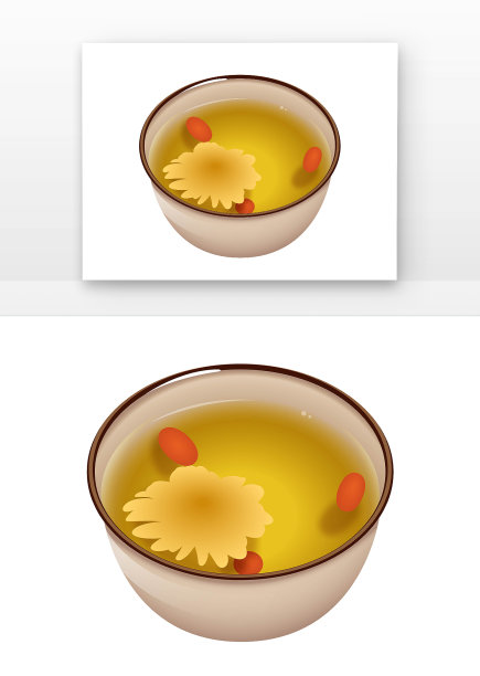 枸杞菊花茶插画元素图片下载