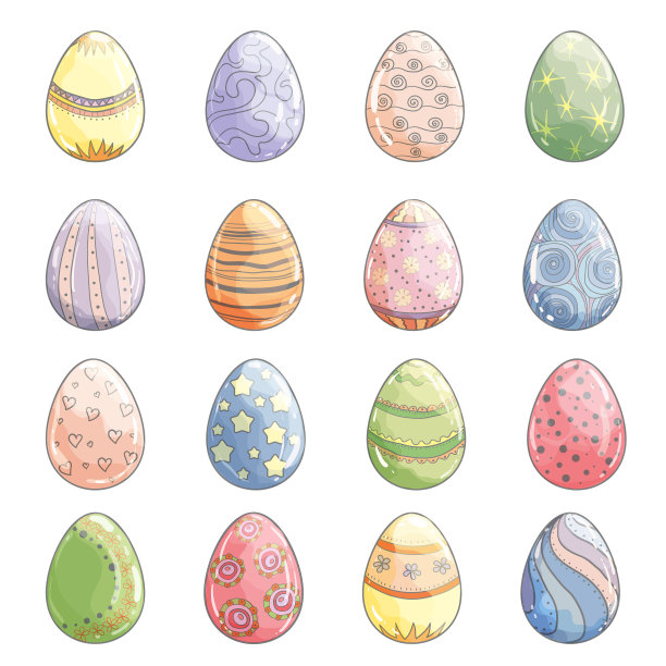 一套彩色复活节彩蛋春天假期图片下载