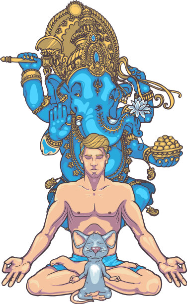 一个年轻人在莲花位打坐图片下载