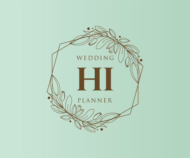 Hi首字母字母婚礼的标志图片下载