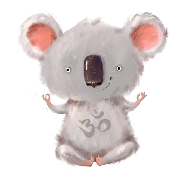 可爱卡通可爱开朗考拉瑜伽大师泰迪熊冥想手绘水彩画。澳大利亚毛茸茸的有袋动物艺术。图片下载