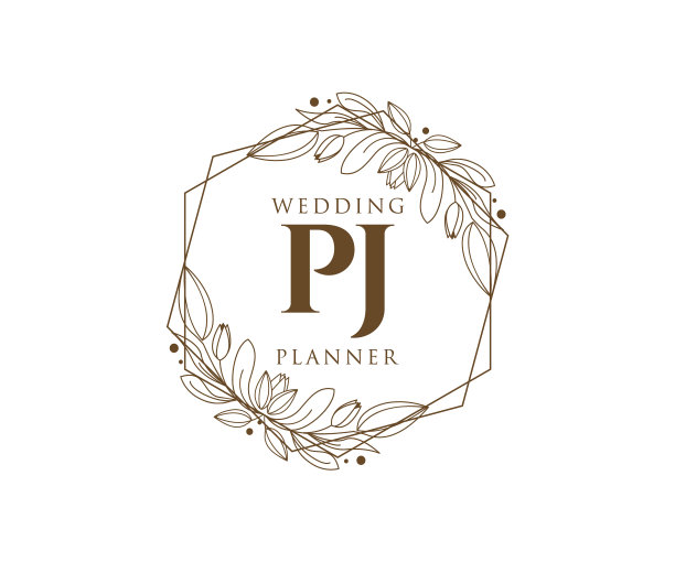 Pj的首字母字母婚礼的字母标志图片下载