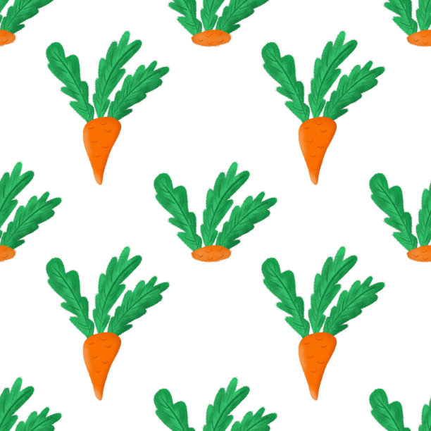 卡通胡萝卜无缝图案。胡萝卜的潮流背景图片下载