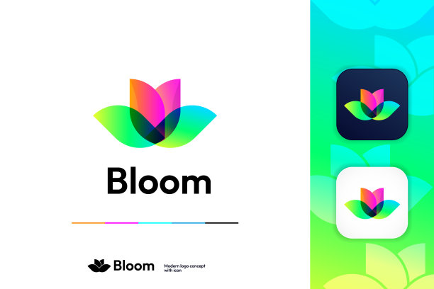 现代抽象简约的花朵绽放造型标志图片下载