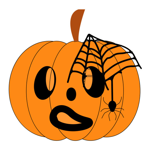 万圣节南瓜图标。向量。秋天的象征。平面设计。万圣节吓人的南瓜带着微笑，开心的脸图片下载