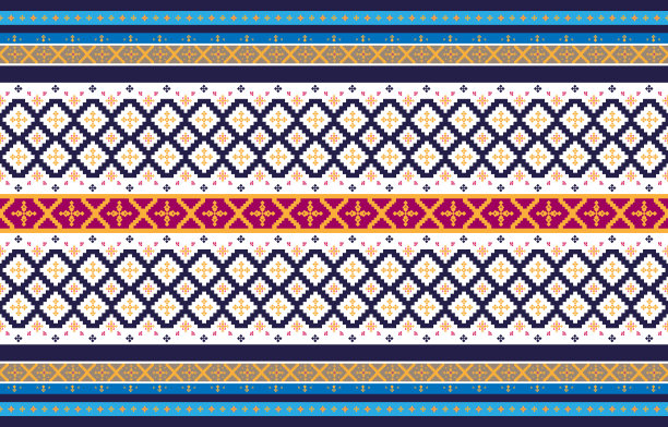 抽象几何和部落图案，使用设计当地的织物图案，设计灵感来自土著部落。几何矢量图图片下载
