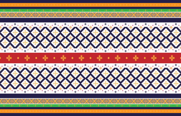 抽象几何和部落图案，使用设计当地的织物图案，设计灵感来自土著部落。几何矢量图图片下载