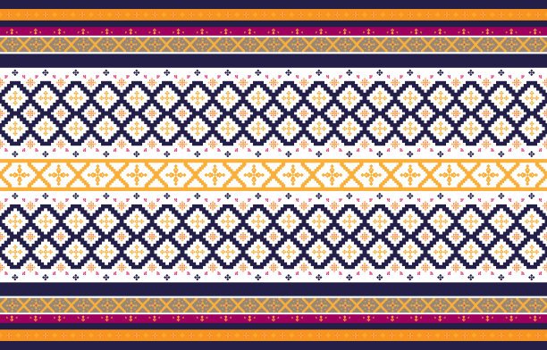 抽象几何和部落图案，使用设计当地的织物图案，设计灵感来自土著部落。几何矢量图图片下载