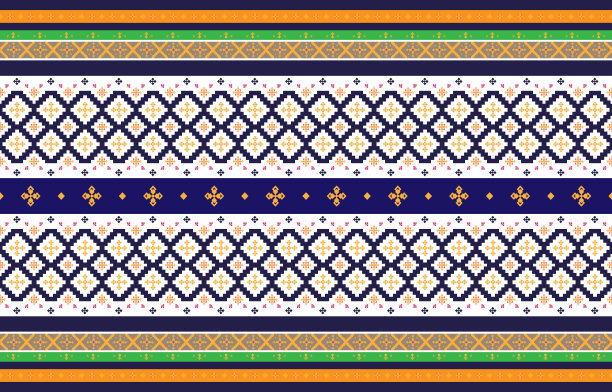 抽象几何和部落图案，使用设计当地的织物图案，设计灵感来自土著部落。几何矢量图图片下载