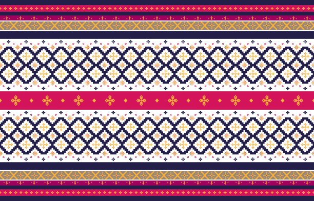抽象几何和部落图案，使用设计当地的织物图案，设计灵感来自土著部落。几何矢量图图片下载