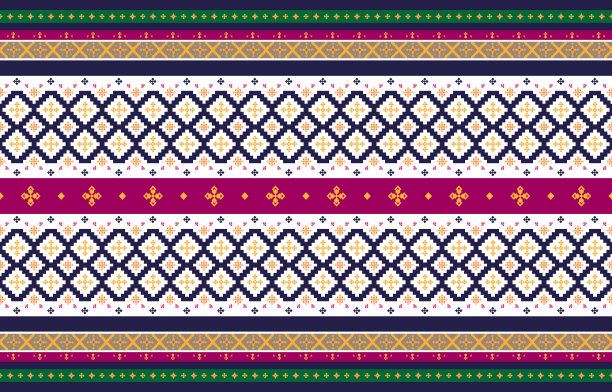 抽象几何和部落图案，使用设计当地的织物图案，设计灵感来自土著部落。几何矢量图图片下载