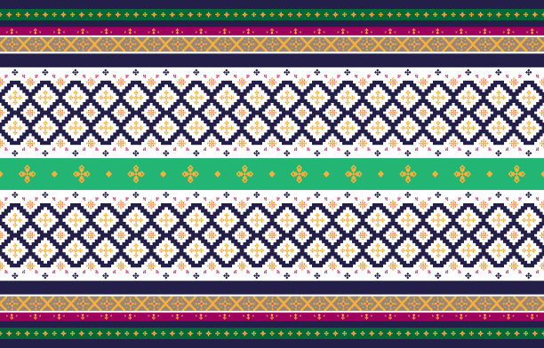抽象几何和部落图案，使用设计当地的织物图案，设计灵感来自土著部落。几何矢量图图片下载