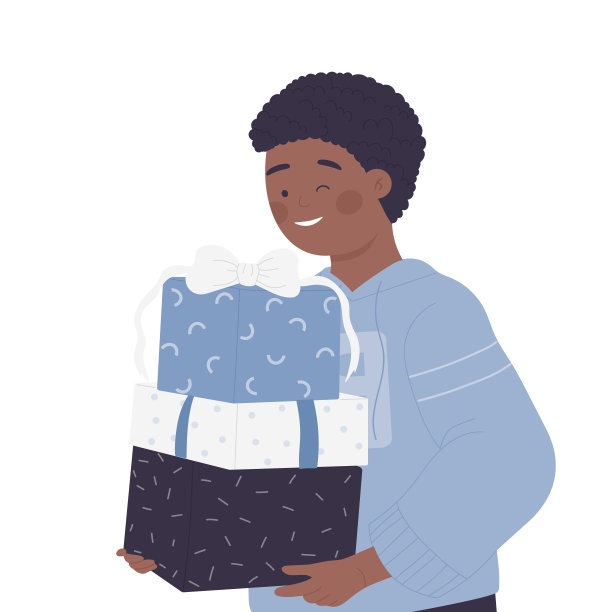 兴奋的小男孩拿着礼物盒图片下载