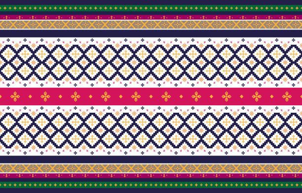 抽象几何和部落图案，使用设计当地的织物图案，设计灵感来自土著部落。几何矢量图图片下载