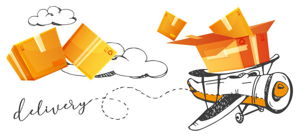 全球快速交付和电子商务的概念。在孤立的白色背景上手绘的纸板箱。在线订单信息图，网页，应用程序设计。图片下载