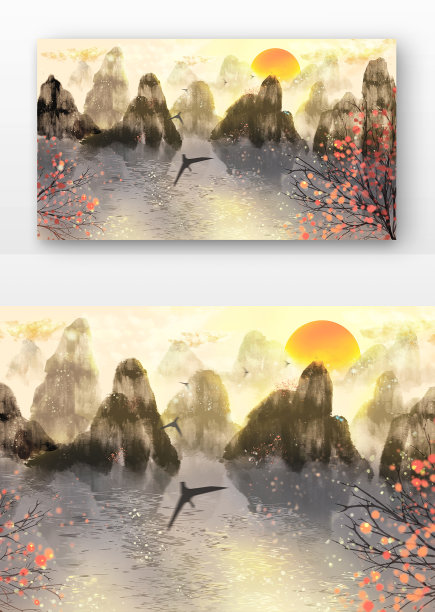 唯美水墨古风风景图片下载