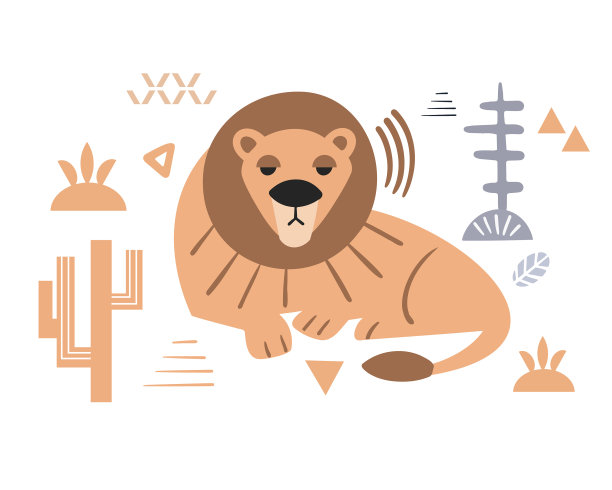 非洲可爱的装饰性狮子动物图片下载