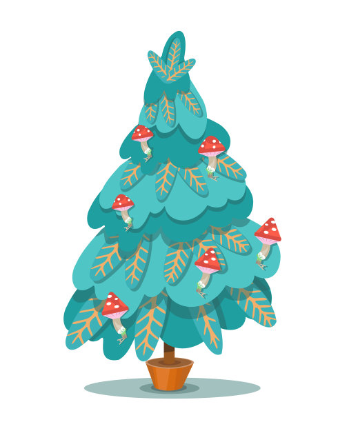 白色装饰的圣诞树图片下载