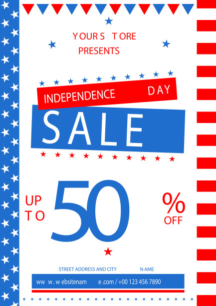 独立日促销海报传单社交媒体p图片下载