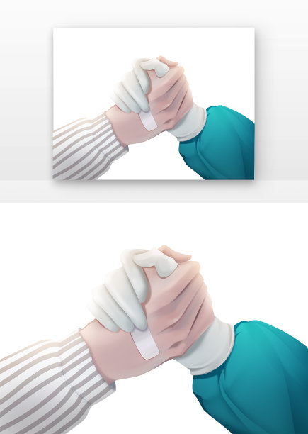 中国医师节患者和医生的手加油鼓励图片下载