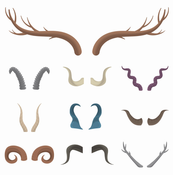 一套有角的动物或魔鬼魔鬼撒旦图片下载